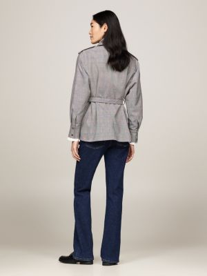 blazer a quadri principe di galles grigio da donne tommy hilfiger