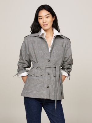 Belted check blazer best sale