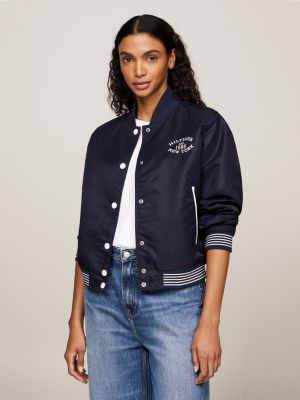 Bomber universitaire deperlant Bleu Tommy Hilfiger