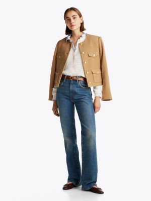 biały kardigan z okrągłym dekoltem dla kobiety - tommy hilfiger