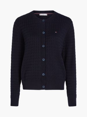 cardigan in maglia intrecciata blu da donne tommy hilfiger