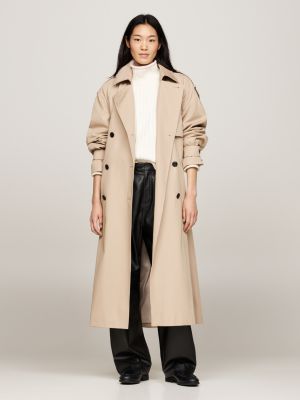 Oversized lange trenchcoat met ceintuur Beige Tommy Hilfiger