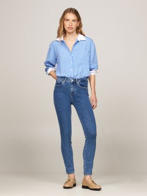 jeans como skinny fit a vita media blu da donne tommy hilfiger