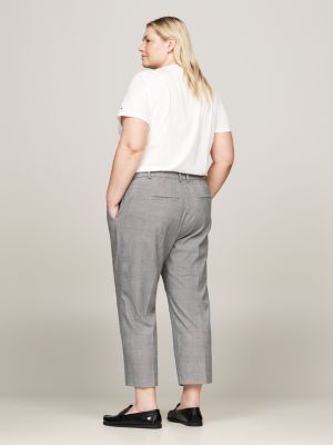 pantalón curve de cuadros príncipe de gales gris de mujeres tommy hilfiger