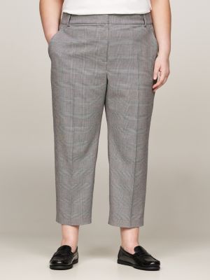 pantalón curve de cuadros príncipe de gales grey de mujeres tommy hilfiger