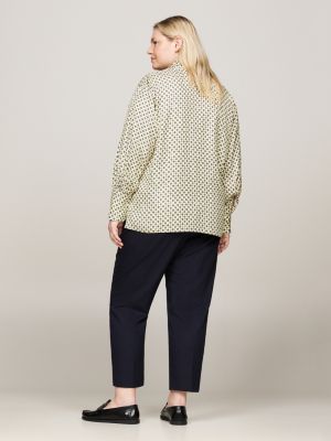 geel curve relaxed blouse met foulardprint voor dames - tommy hilfiger