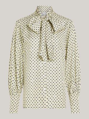 geel curve relaxed blouse met foulardprint voor dames - tommy hilfiger