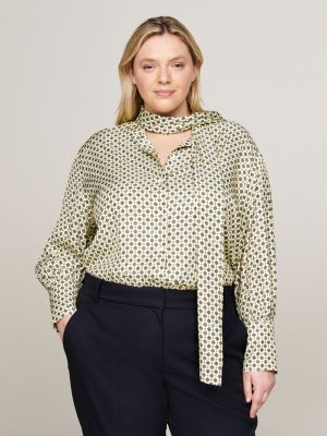 yellow curve relaxed blouse met foulardprint voor dames - tommy hilfiger