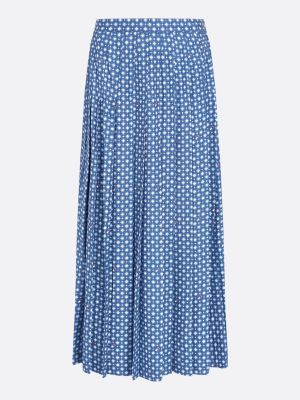 blue curve foulard flag print pleated midi skirt for women tommy hilfiger