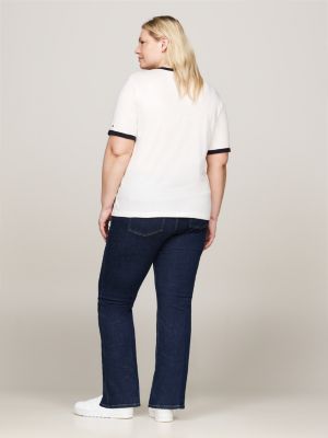 t-shirt varsity curve con bordi a contrasto bianco da donne tommy hilfiger