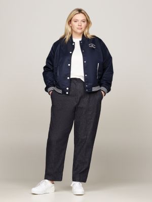 bomber varsity curve idrorepellente blu da donne tommy hilfiger