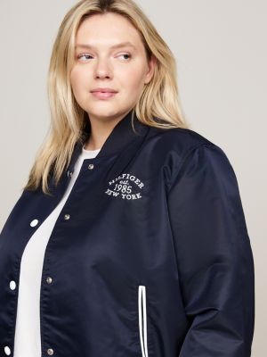 bomber varsity curve idrorepellente blu da donne tommy hilfiger