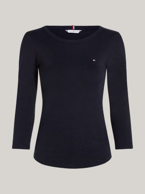 blue curve 1985 collection textured slim t-shirt for women tommy hilfiger