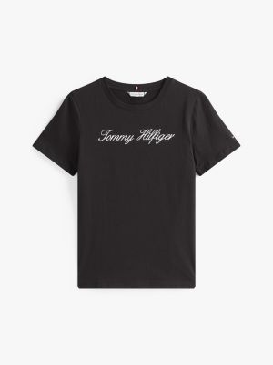 black logo t-shirt for women tommy hilfiger