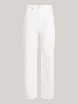 jeans relaxed fit dritti a vita alta bianchi bianco da donne tommy hilfiger