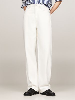 jeans relaxed fit dritti a vita alta bianchi white da donne tommy hilfiger