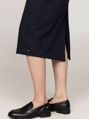 blue sleeveless slim bodycon midi dress for women tommy hilfiger