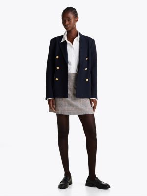 grey check wool blend mini skirt for women tommy hilfiger