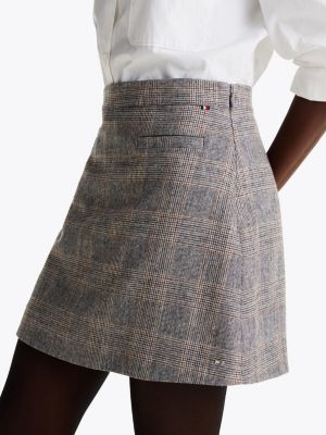 grey check wool blend mini skirt for women tommy hilfiger