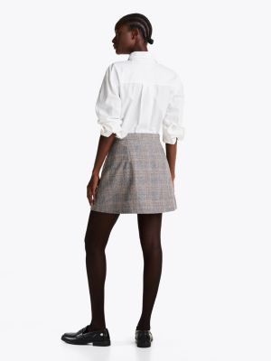 grey check wool blend mini skirt for women tommy hilfiger