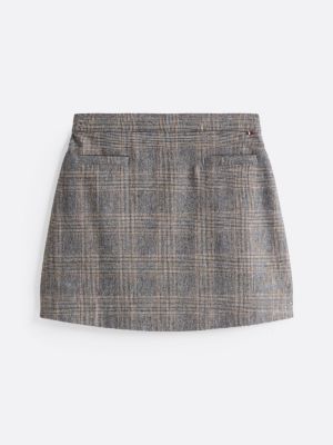 grey check wool blend mini skirt for women tommy hilfiger