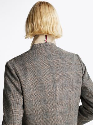 blazer décontracté droit à carreaux gris pour femmes tommy hilfiger