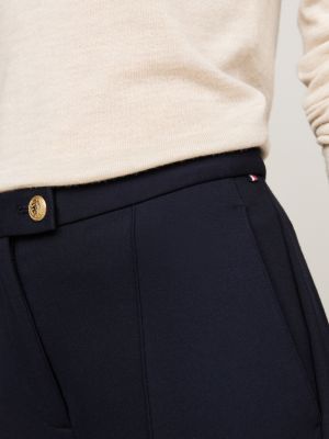 pantaloni slim fit dritti con pieghe stirate blu da donne tommy hilfiger