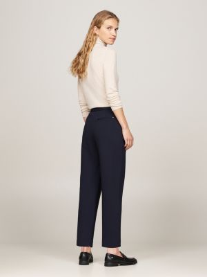 blue pressed slim straight leg trousers for women tommy hilfiger