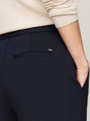 pantaloni slim fit dritti con pieghe stirate blu da donne tommy hilfiger