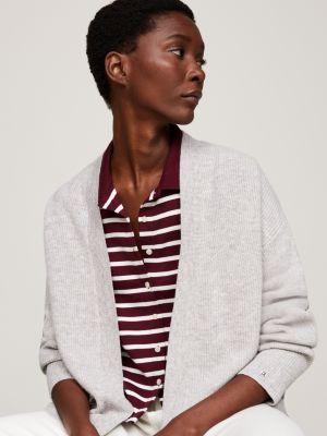 cardigan aperto relaxed fit in misto cashmere grigio da donne tommy hilfiger