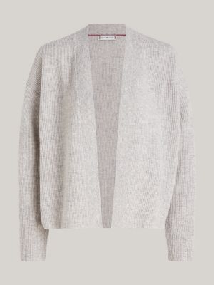 cardigan aperto relaxed fit in misto cashmere grigio da donne tommy hilfiger