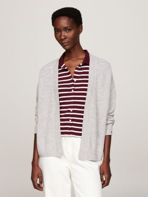 cardigan aperto relaxed fit in misto cashmere grey da donne tommy hilfiger