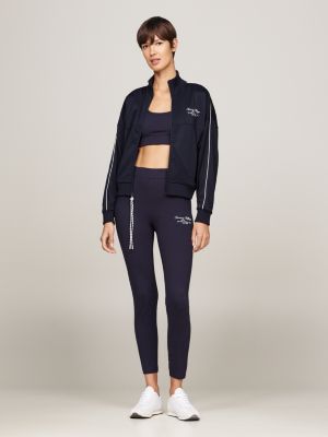 blau sport leggings mit mittelhohem bund für damen - tommy hilfiger