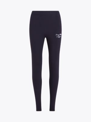 blue sport mid rise leggings for women tommy hilfiger