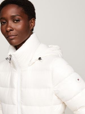 Faux Fur Trim Down Jacket White Tommy Hilfiger