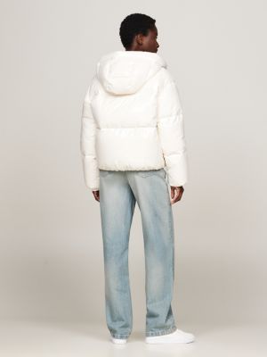 weiß wasserabweisende glänzende daunenjacke für damen - tommy hilfiger
