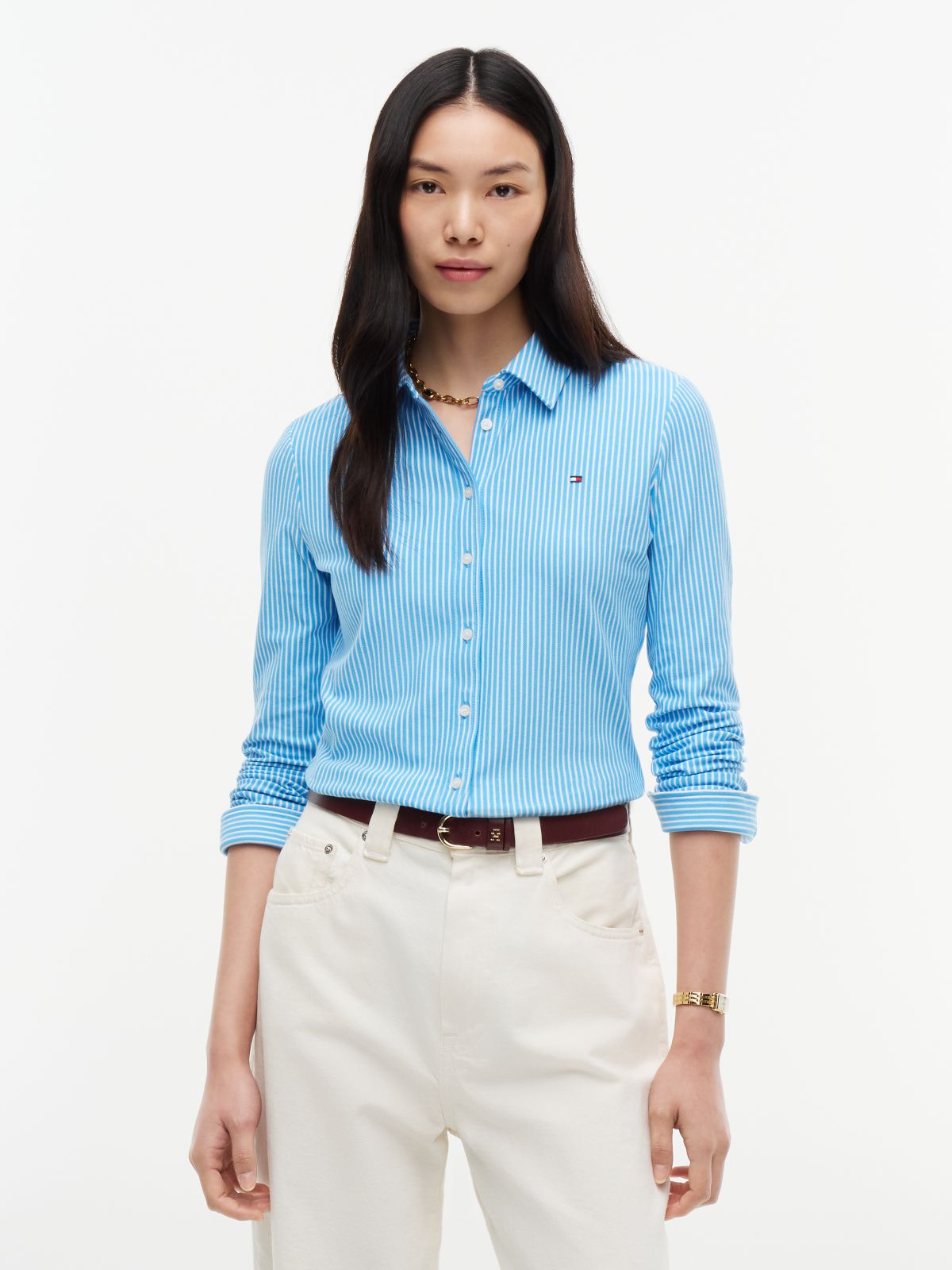1985 Slim Fit Pique Shirt — Blue