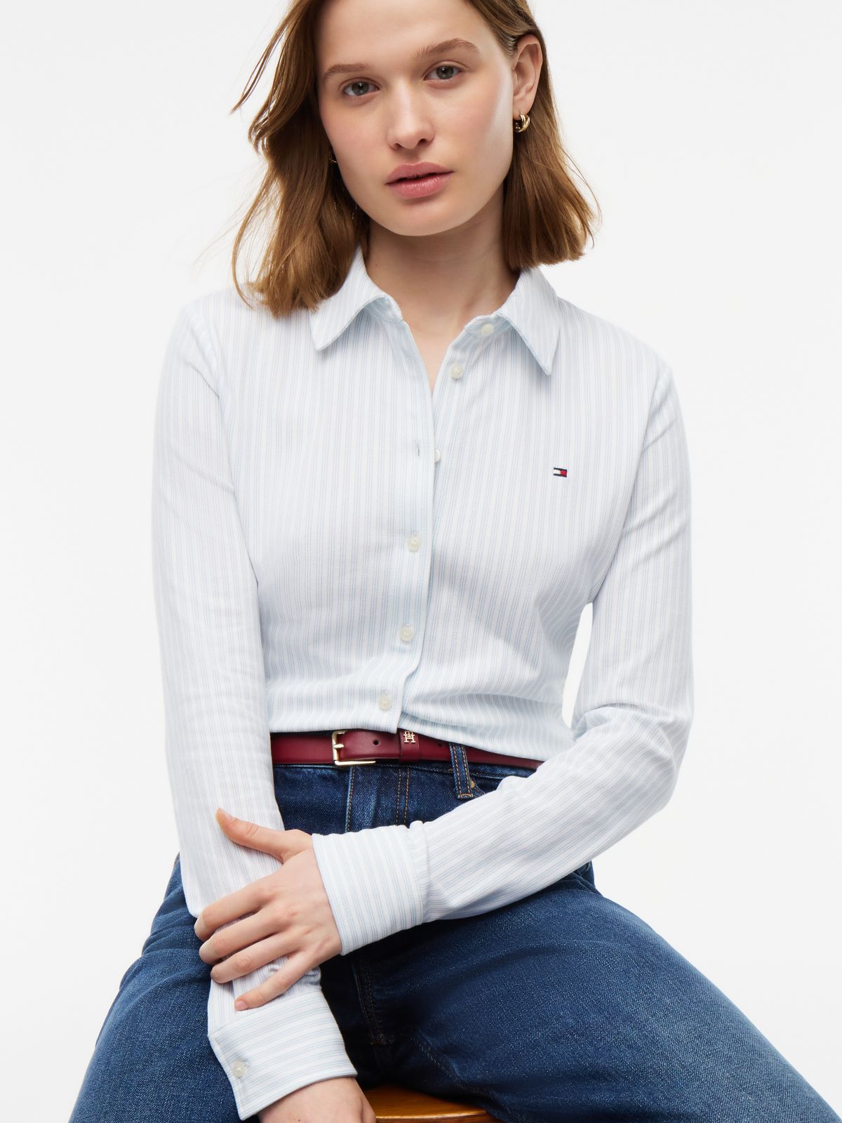 1985 Slim Fit Pique Shirt — White