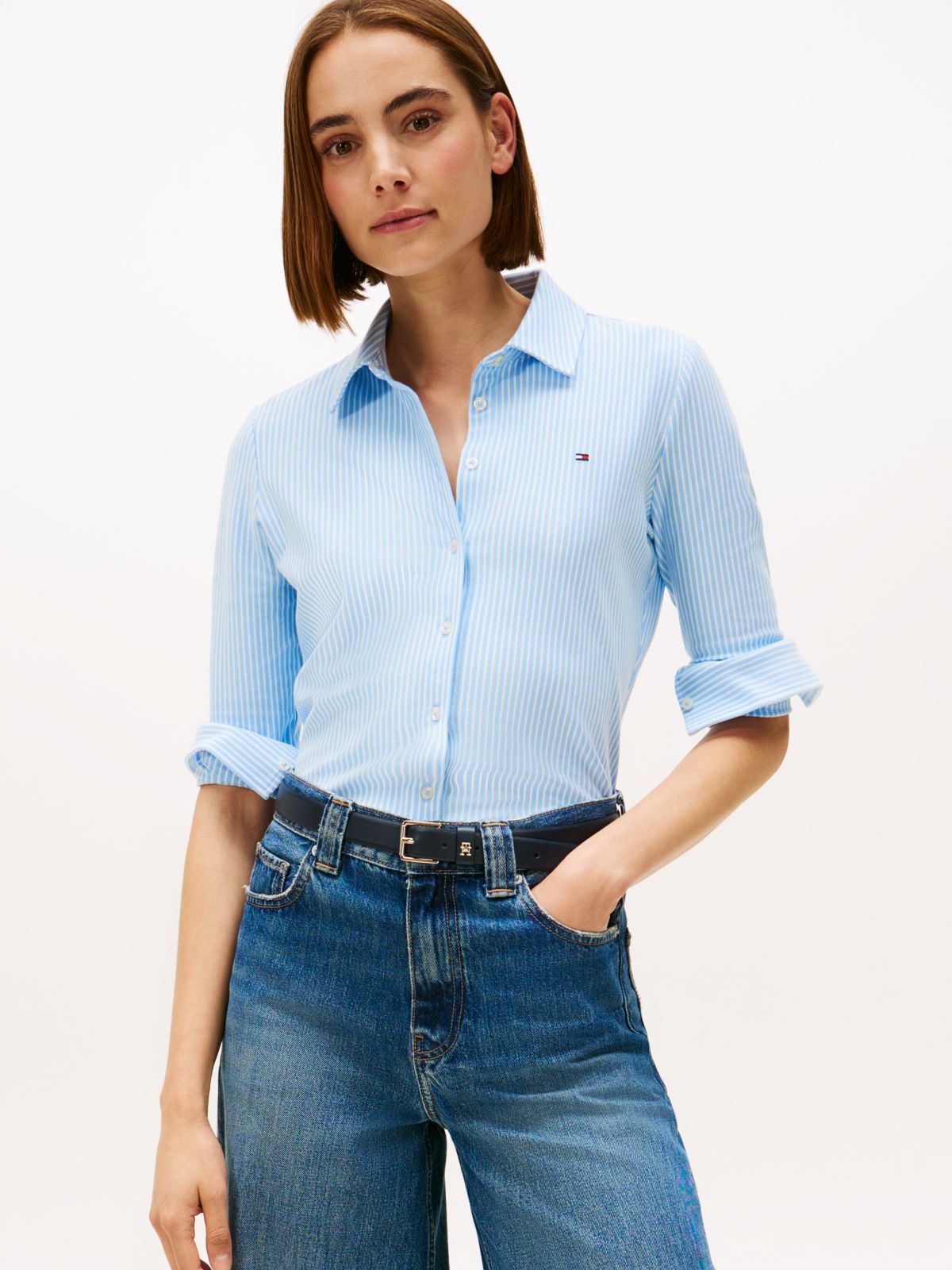 1985 Slim Fit Pique Shirt — Blue