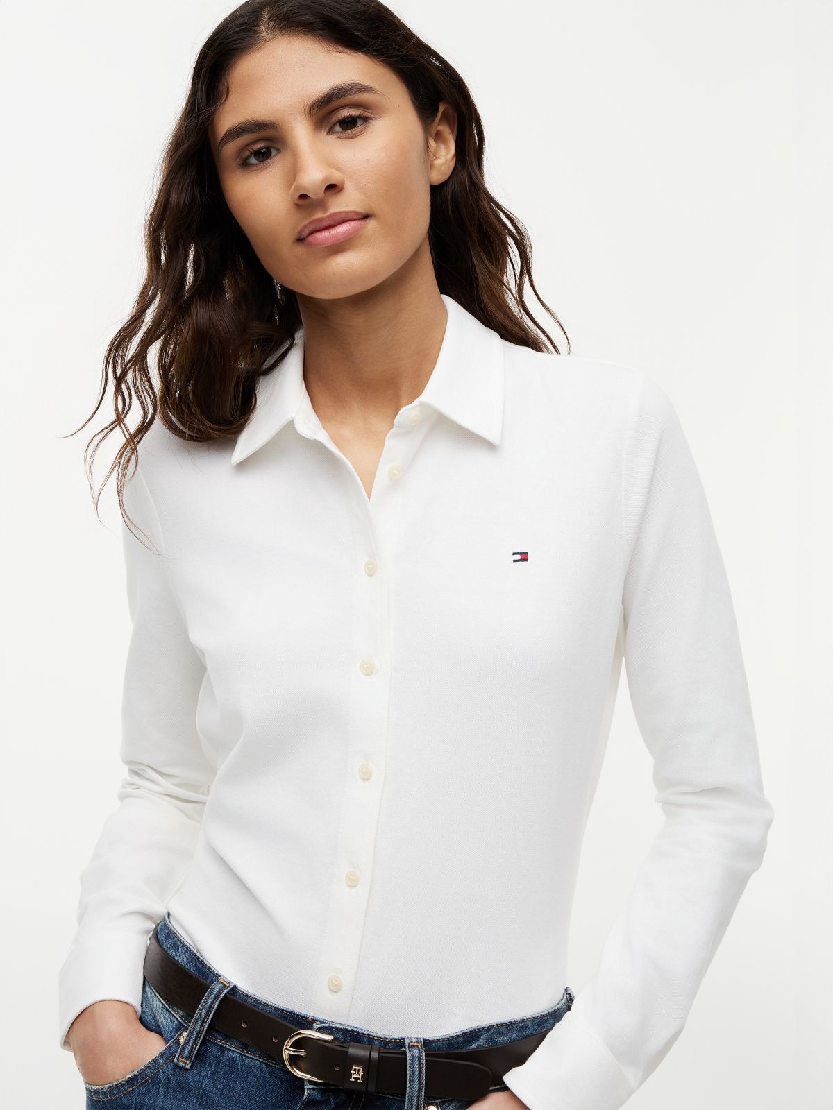 1985 Slim Fit Pique Shirt — White