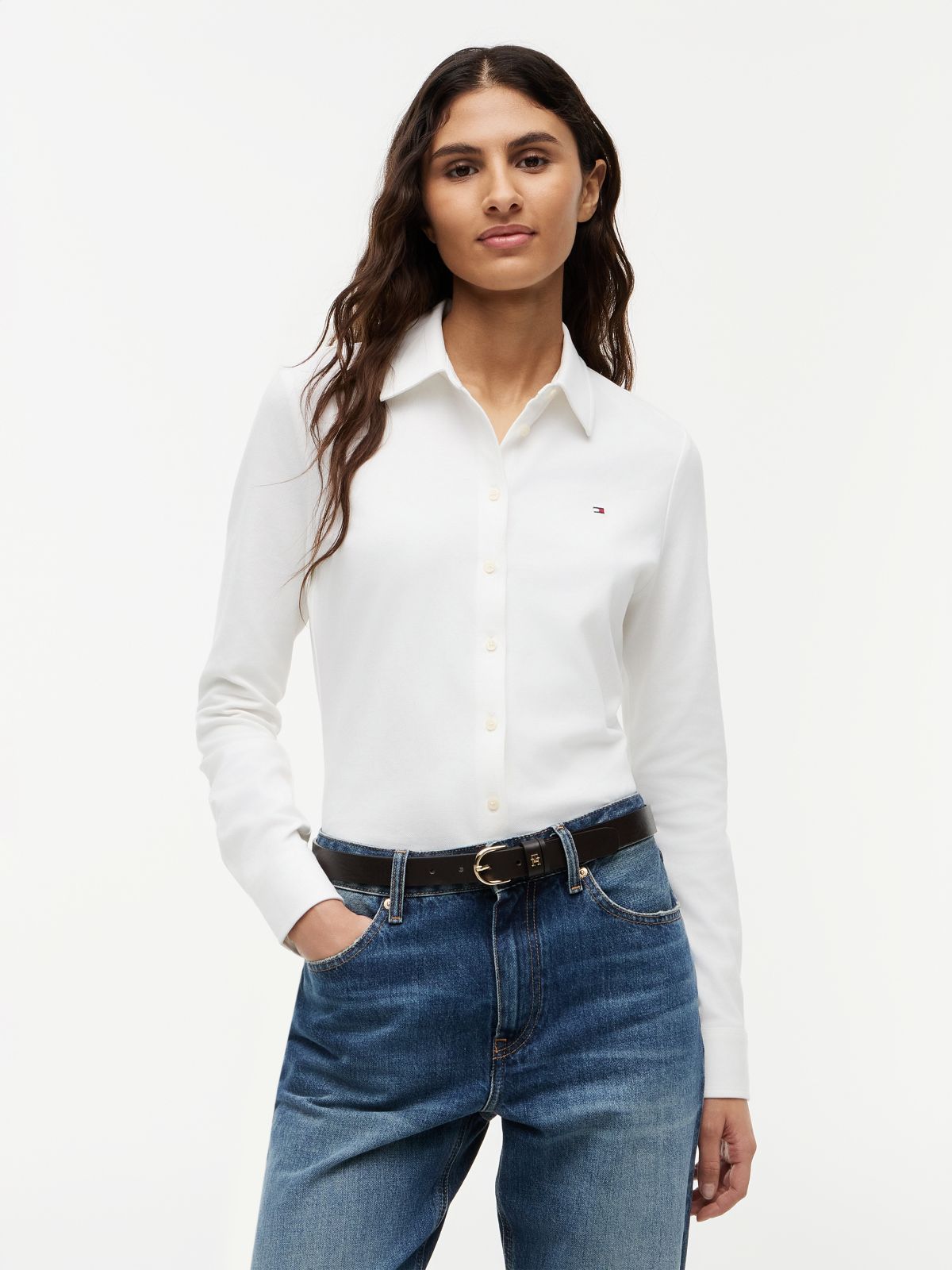 1985 Slim Fit Pique Shirt — White