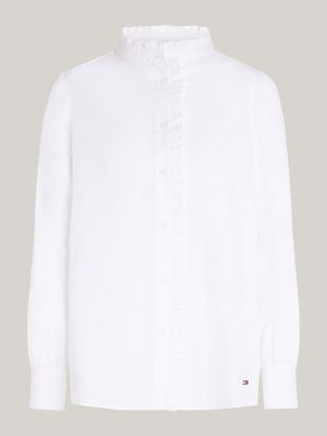 camicia regular fit con ruches bianco da donne tommy hilfiger