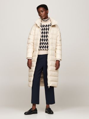 Cream longline puffer coat online