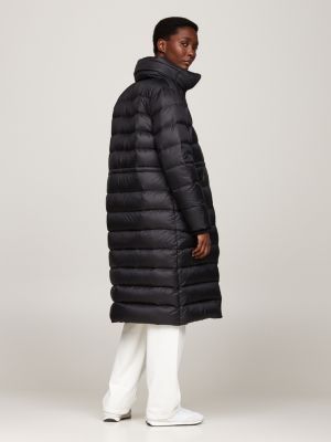 Packable Hood Down Longline Coat Black Tommy Hilfiger