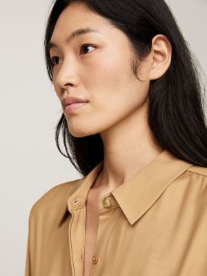 khaki belted midi shirt dress for women tommy hilfiger