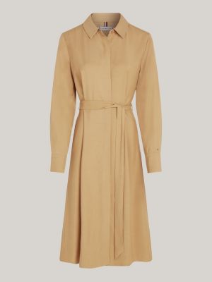 chemisier midi con cintura khaki da donne tommy hilfiger