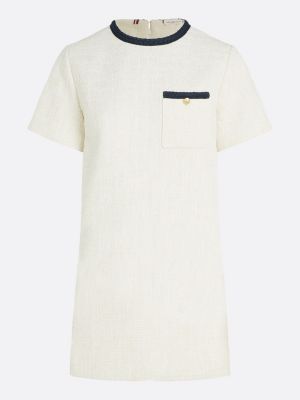white tweed a-line mini shift dress for women tommy hilfiger
