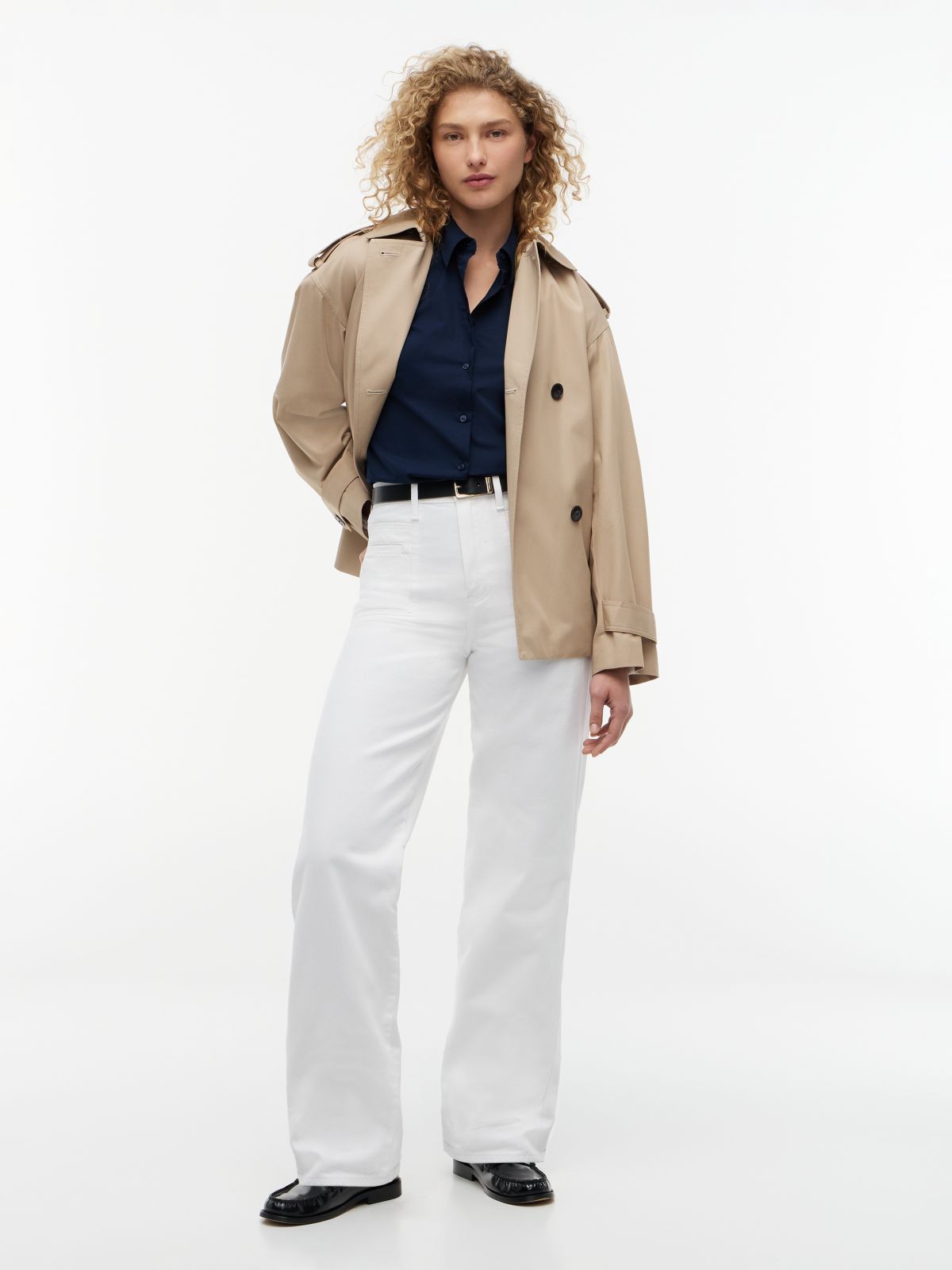 Flag Embroidery Regular Fit Shirt — Blue