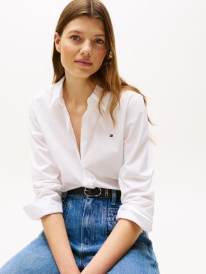 white flag embroidery regular fit shirt for women tommy hilfiger