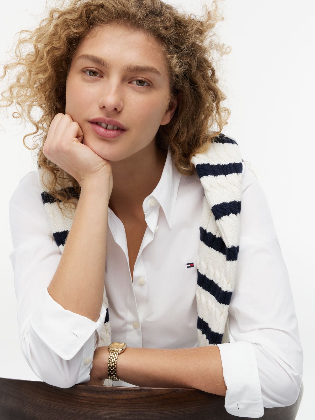 Flag Embroidery Regular Fit Shirt — White